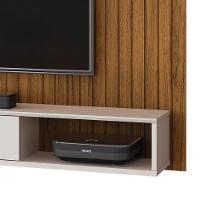 Painel Rio Com Ripas E Prateleira Freijó Com Off White - 3