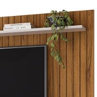 Painel Rio Com Ripas E Prateleira Freijó Com Off White - 5