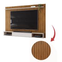 Painel Rio Com Ripas E Prateleira Freijó Com Off White - 6