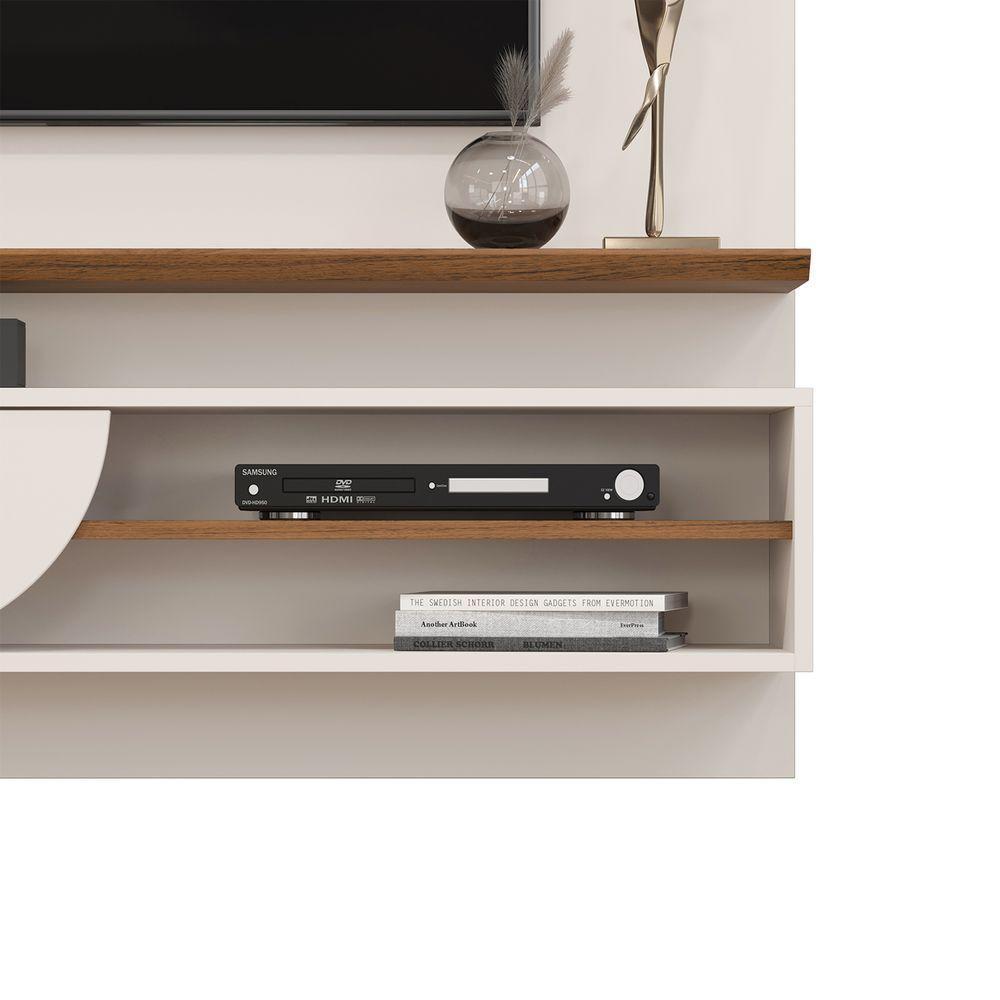 Painel Ravi Com Prateleira Off White Com Freijó - 5