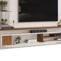 Painel Ravi Com Prateleira Off White Com Freijó