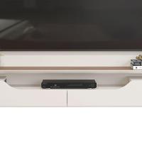 Painel Levi Com Ripas E Prateleiras Off White Com Freijó - 3