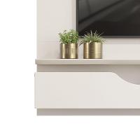 Painel Levi Com Ripas E Prateleiras Off White Com Freijó - 5