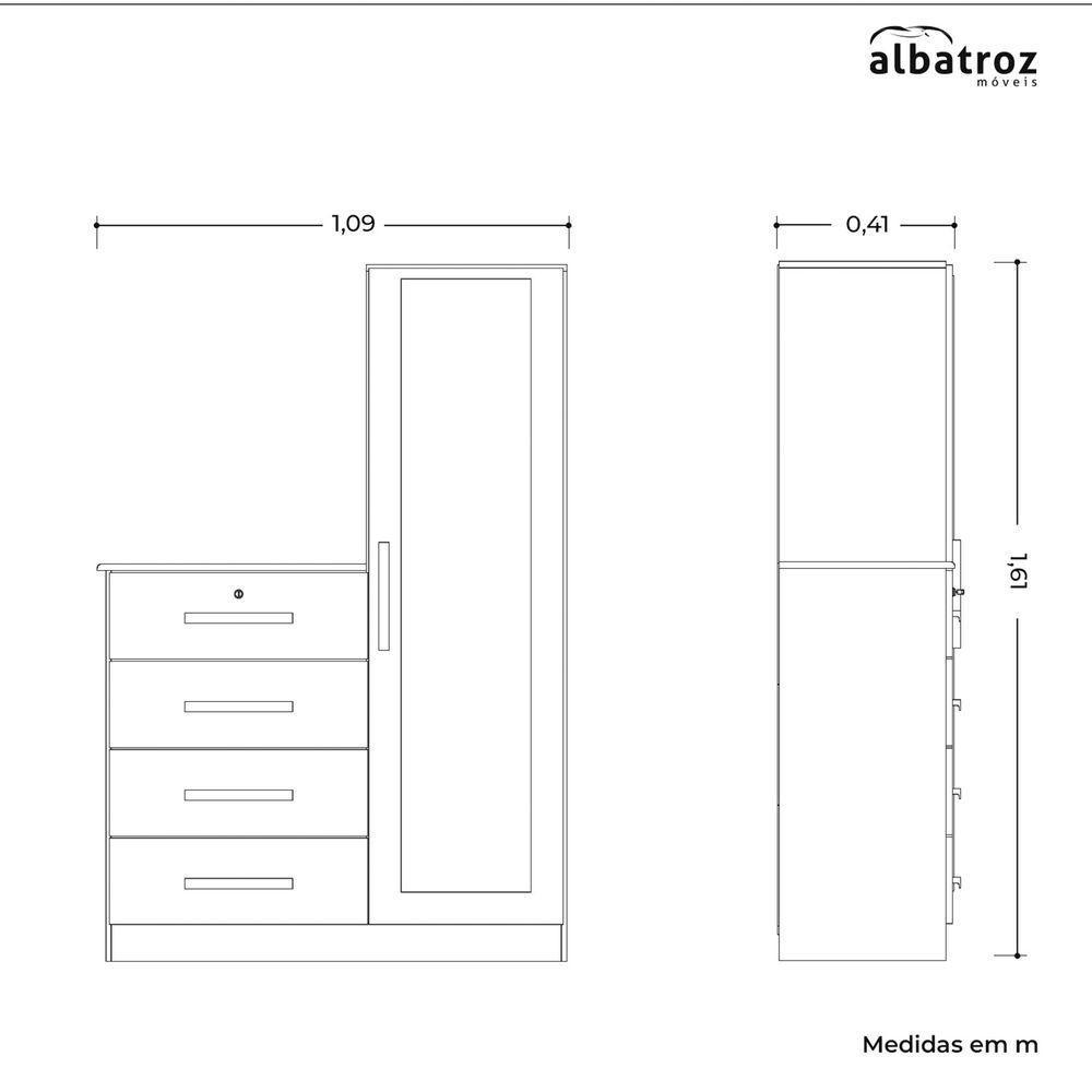Cômoda Belize Plus Branco Fosco Liso - Albatroz Móveis - 4