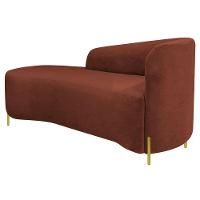 Divã Recamier Orgânico França 140cm Lado Esq Pés Metal Dourado Bouclé Terracota