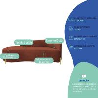 Divã Recamier Orgânico França 140cm Lado Esq Pés Metal Dourado Bouclé Terracota - 7