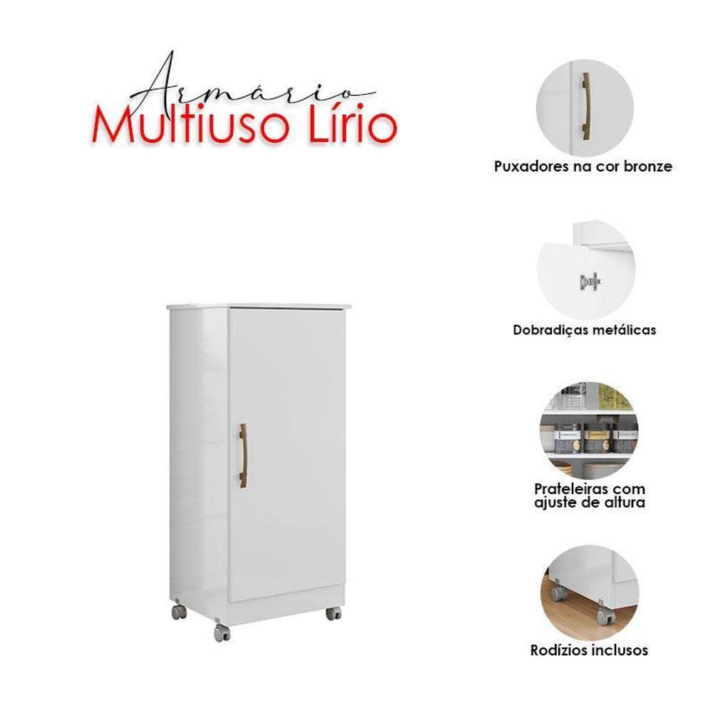 Guarda Roupa Infantil Sobral Com Espelho E Armário Multiuso Lírio Branco Brilho - Moval - 6