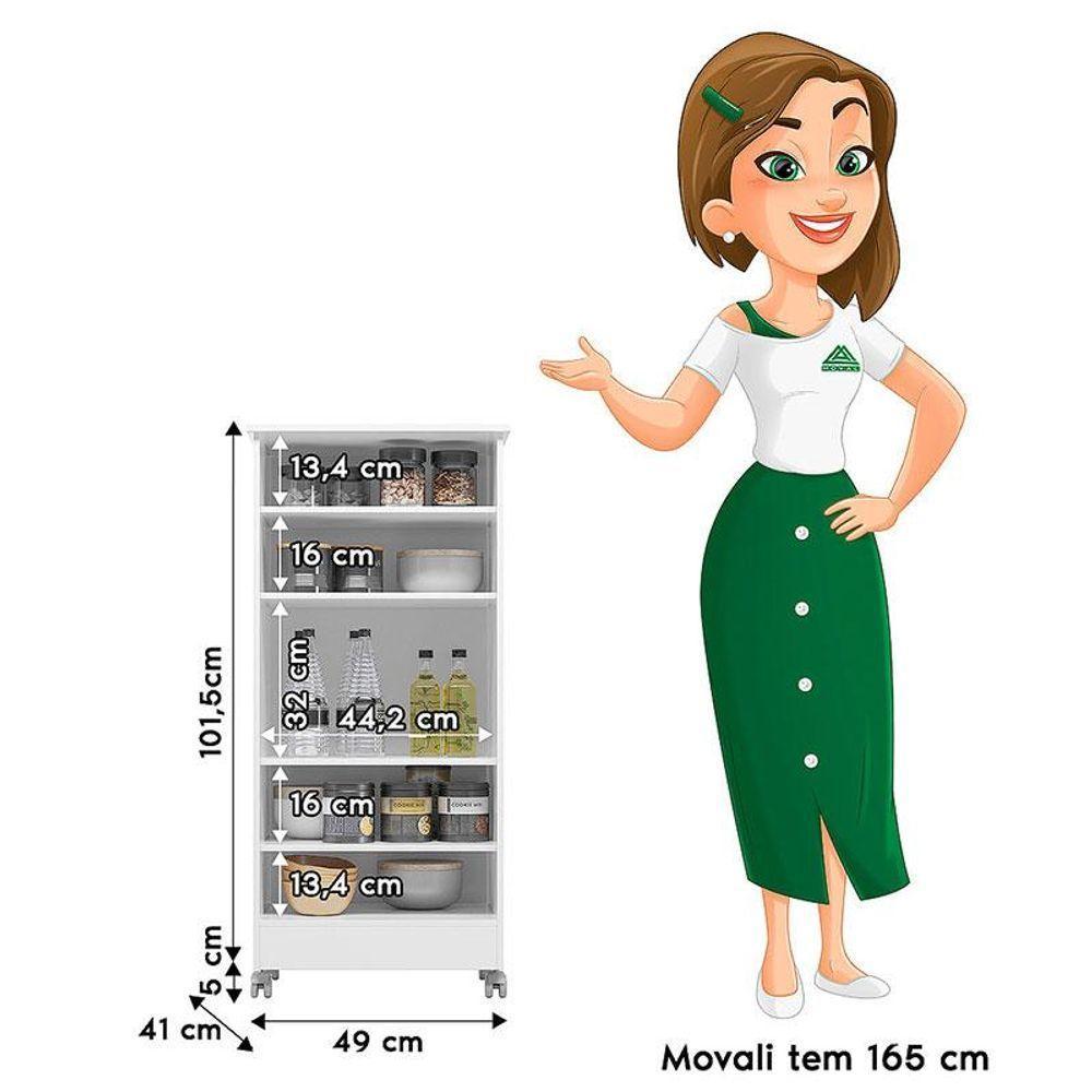 Guarda Roupa Infantil Sobral Com Espelho E Armário Multiuso Lírio Branco Brilho - Moval - 7