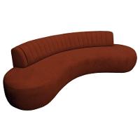 Divã Recamier Celeste Curvo Sala Estar Luxo 200cm Bouclé Terracota - 2