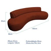 Divã Recamier Celeste Curvo Sala Estar Luxo 200cm Bouclé Terracota - 3