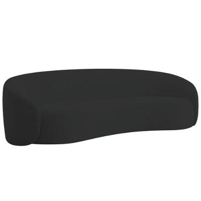 Sofá 3 Lugares 200cm Orgânico Luxo Recepção Amore Bouclé Preto