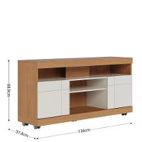 Rack Bancada Yara Com Mesa De Centro Jeri Freijó Off White - Colibri