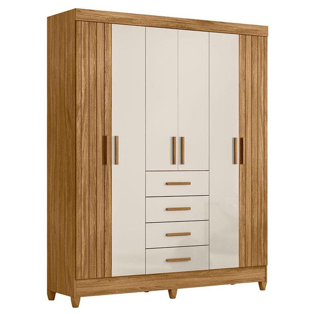 Guarda Roupa Solteiro Aruba E Cômoda Vênus Com Pés Freijó Off White - Moval - 2