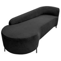 Divã Recamier Orgânico França 160cm Lado Esq Pés Metal Preto Linho Preto - 3