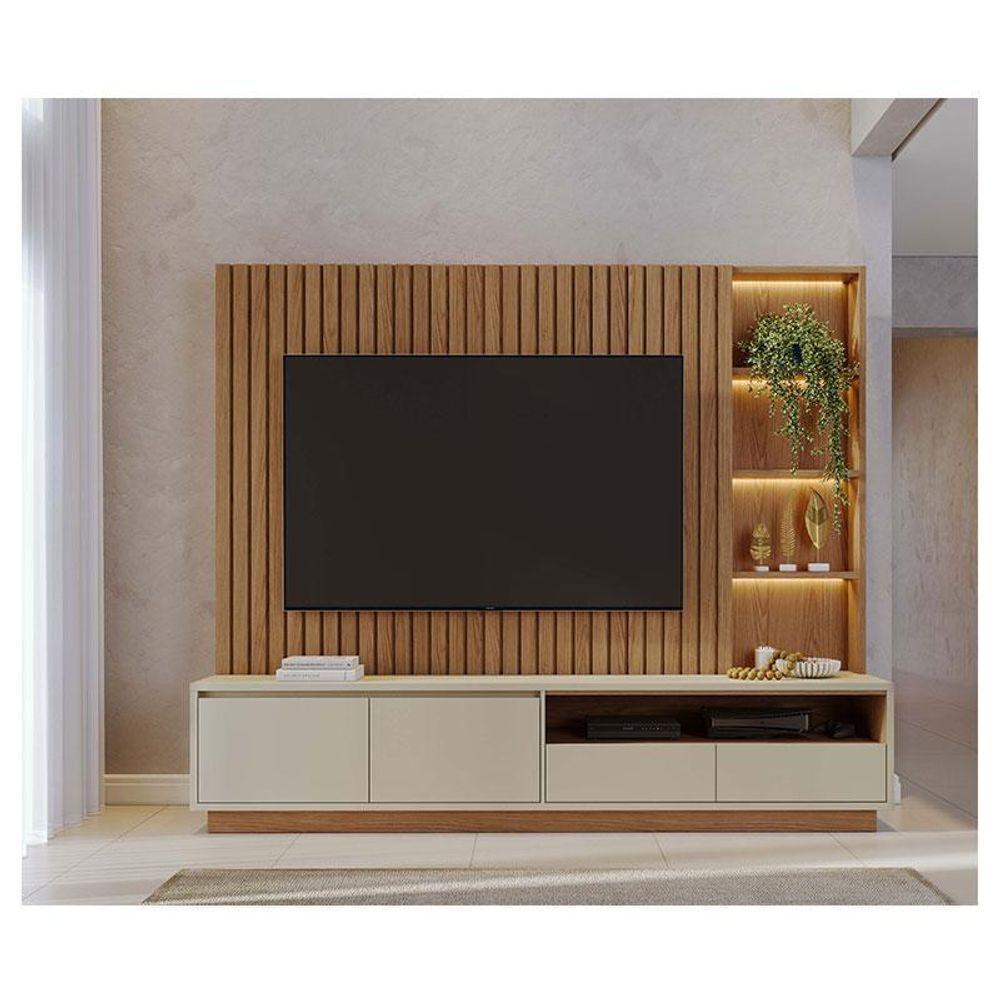Estante Home Theater Ambiente Cancún Freijó Off White Matte - Colibri - 2