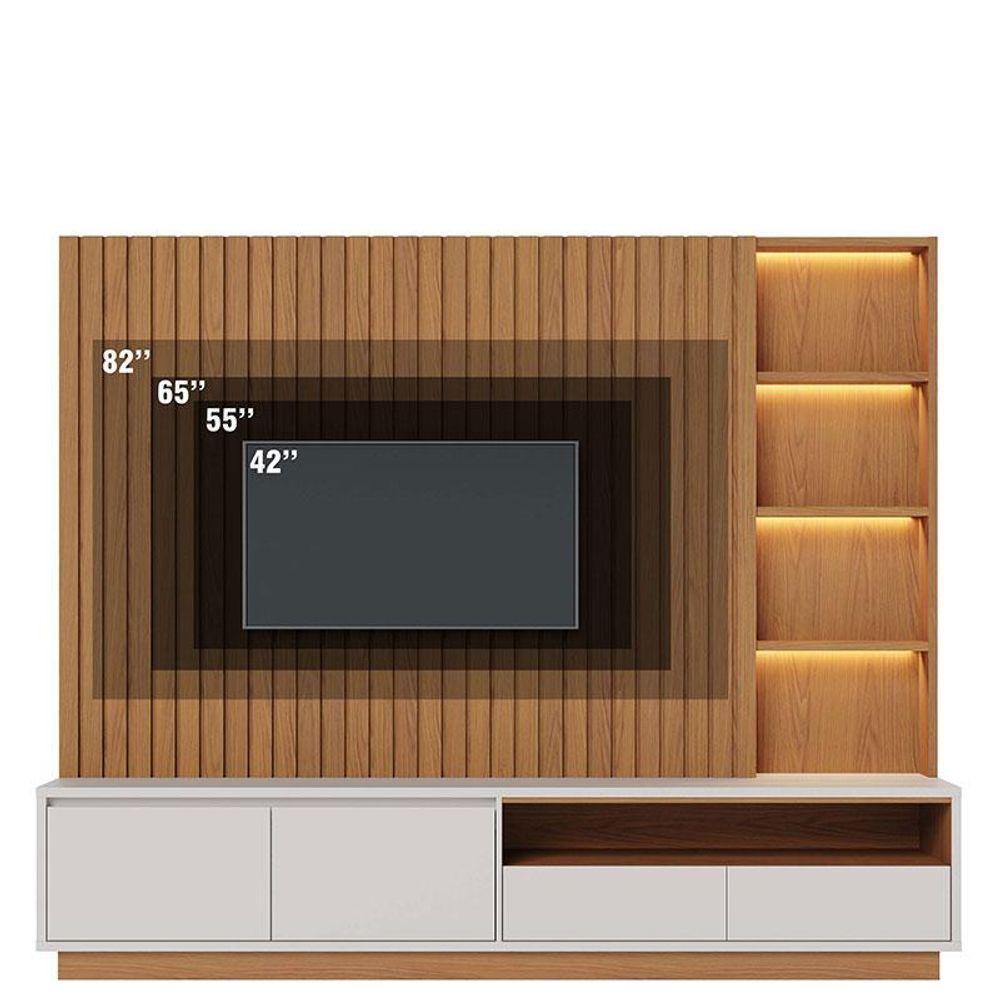 Estante Home Theater Ambiente Cancún Freijó Off White Matte - Colibri - 6