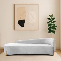 Divã Recamier Orgânico França 160cm Lado Esq Pés Metal Preto Bouclé Branco - 1