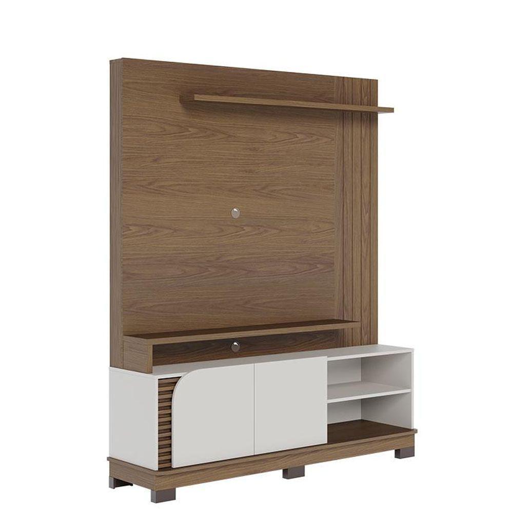 Estante Home Theater Jurerê 1.5 Amendôa Off White Matte Com Mesa De Centro Jeri Noce Milano Preto Acetinado - Colibri - 3