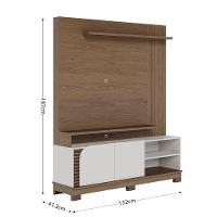 Estante Home Theater Jurerê 1.5 Amendôa Off White Matte Com Mesa De Centro Jeri Noce Milano Preto Acetinado - Colibri - 5