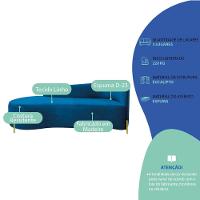 Divã Recamier Orgânico França 160cm Lado Esq Pés Metal Dourado Linho Azul Royal - 3