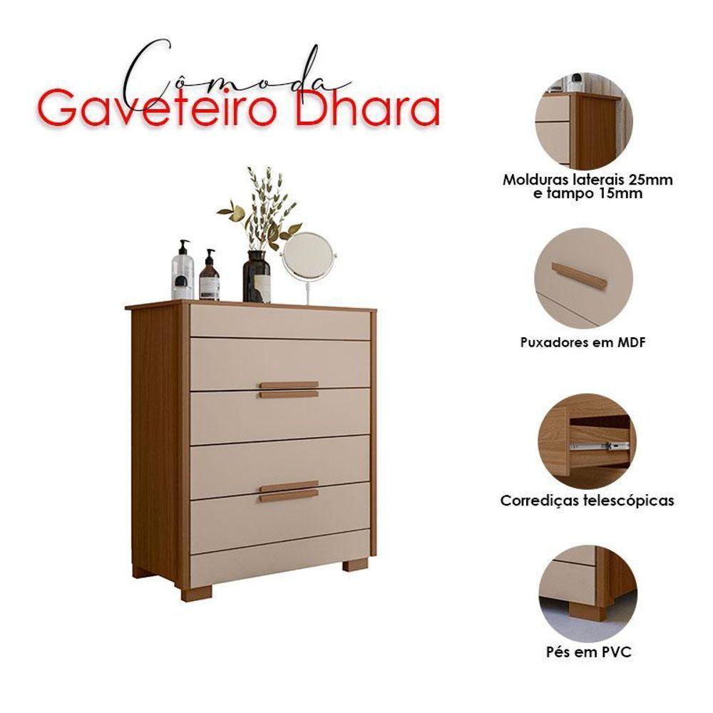 Guarda Roupa Solteiro Aruba Com Espelho E Cômoda Dhara Carvalho Fendi - Moval - 6