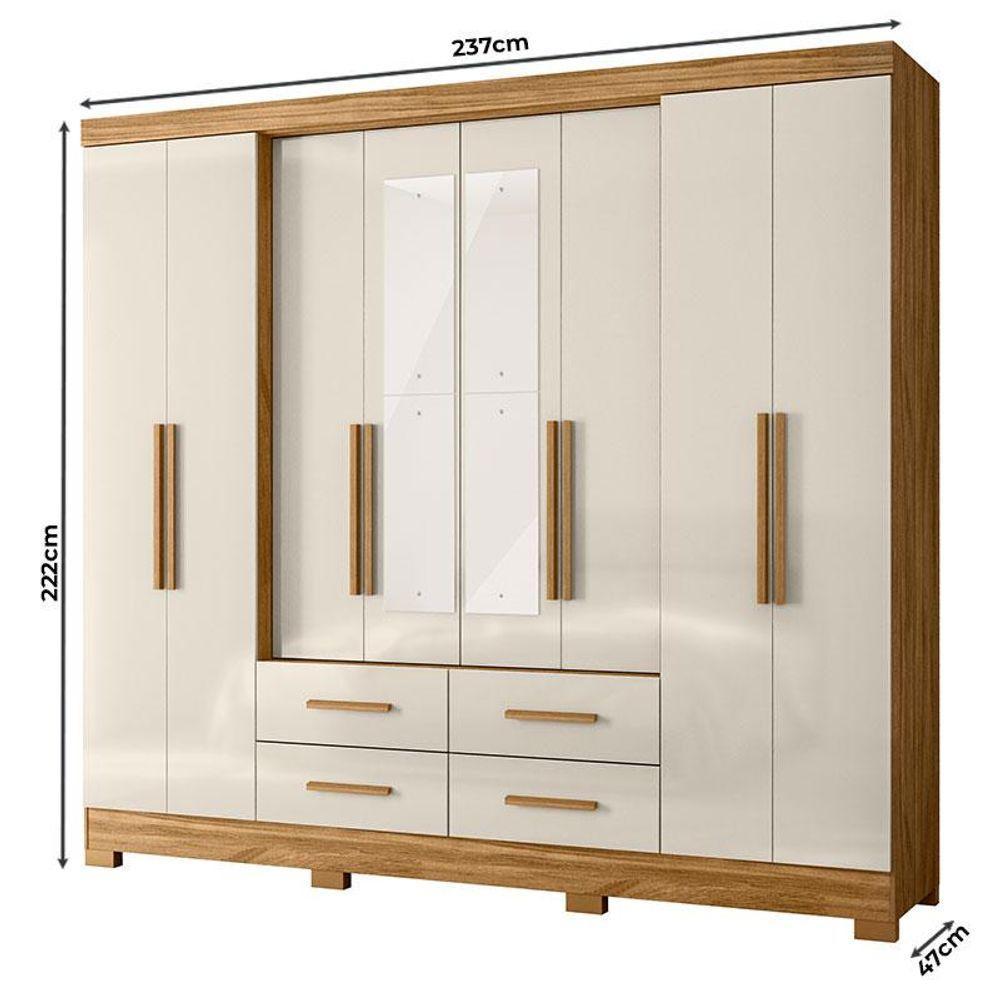 Guarda Roupa Casal San Lorenzo Com Espelho E Cômoda Vênus Com Pés Freijó Off White - Moval - 4