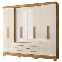 Guarda Roupa Casal San Lorenzo Com Espelho E Cômoda Vênus Com Pés Freijó Off White - Moval - 2