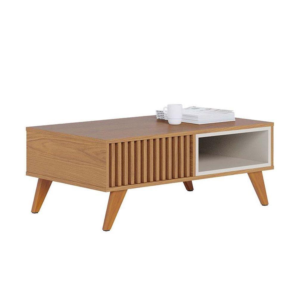 Rack Bancada Otawa Off White Freijó Com Mesa De Centro Jeri Freijó Off White - Colibri - 5