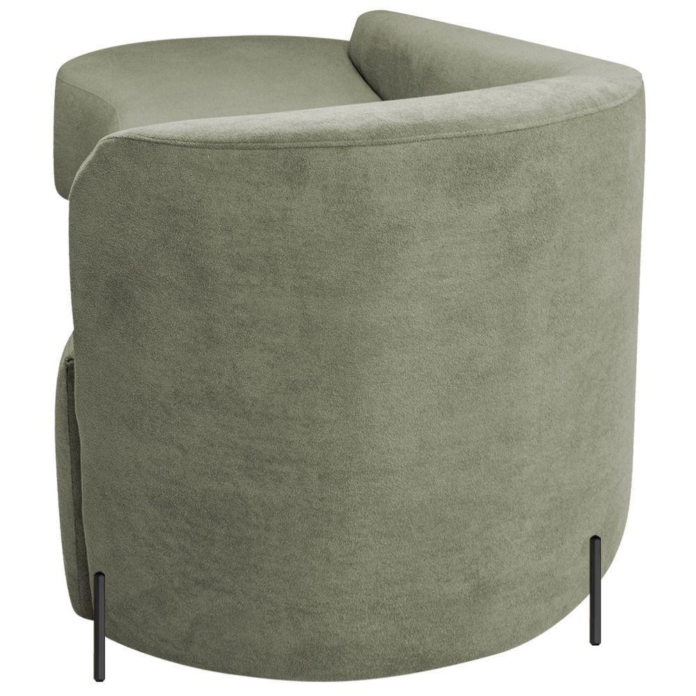 Divã Recamier Orgânico França 140cm Lado Esq Pés Metal Preto Bouclé Verde Oliva - 5