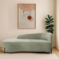 Divã Recamier Orgânico França 140cm Lado Esq Pés Metal Preto Bouclé Verde Oliva - 1