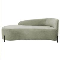 Divã Recamier Orgânico França 140cm Lado Esq Pés Metal Preto Bouclé Verde Oliva - 2