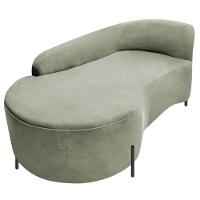 Divã Recamier Orgânico França 140cm Lado Esq Pés Metal Preto Bouclé Verde Oliva - 3