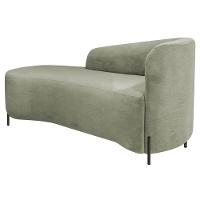 Divã Recamier Orgânico França 140cm Lado Esq Pés Metal Preto Bouclé Verde Oliva