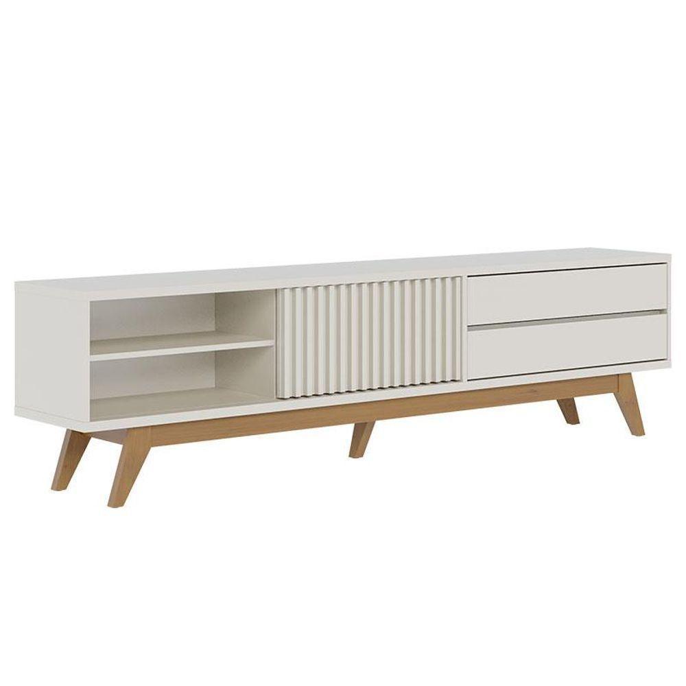 Rack Bancada Veneza Off White Matte Com Mesa De Centro Jeri Off White Freijó - Colibri - 2