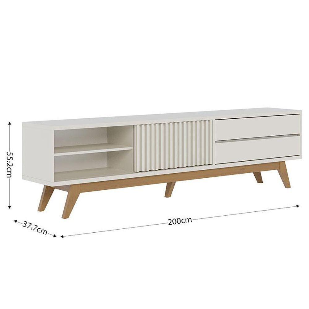 Rack Bancada Veneza Off White Matte Com Mesa De Centro Jeri Off White Freijó - Colibri - 4