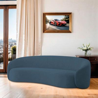 Sofá Orgânico Luxo Recepção 220cm Amore Linho Azul Royal