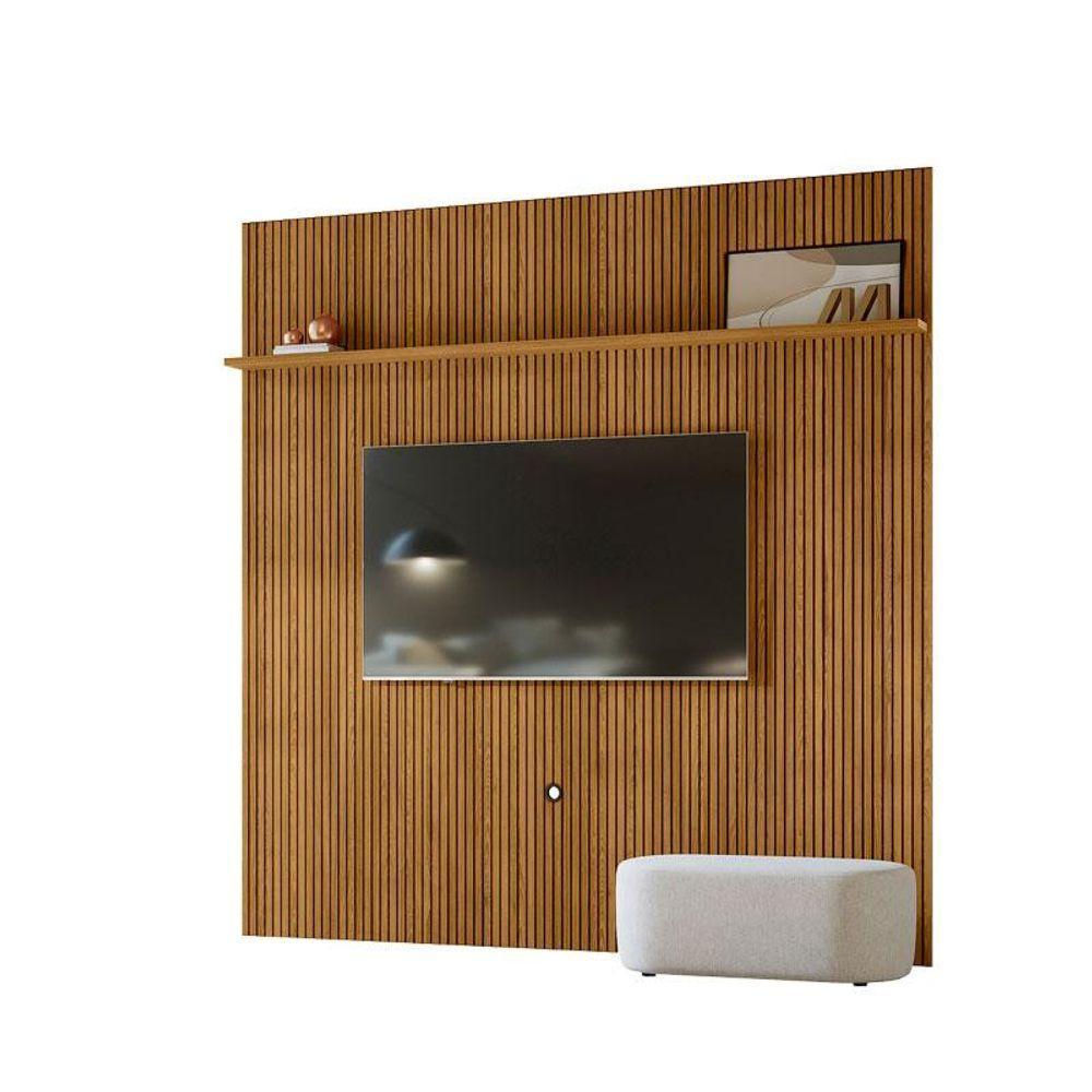 Painel Piso Teto New Guaporé Com Rack Bancada Selene New Luna Ambiente Cumaru Opala - Madetec - 4