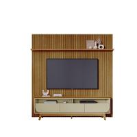 Painel Piso Teto New Guaporé Com Rack Bancada Selene New Luna Ambiente Cumaru Opala - Madetec - 2