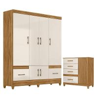 Guarda Roupa Casal Ms912 E Cômoda Vênus Com Pés Freijó Off White - Moval - 1