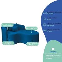 Divã Recamier Curvo Sala De Estar Recepção Inglaterra 150cm Lado Direito Linho Cor Azul Royal