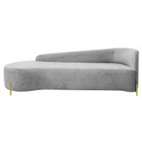 Divã Recamier Orgânico França 160cm Lado Esq Pés Metal Dourado Linho Cinza Claro - 2