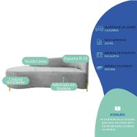 Divã Recamier Orgânico França 160cm Lado Esq Pés Metal Dourado Linho Cinza Claro - 7