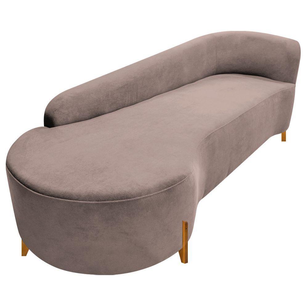 Divã Recamier Orgânico França 160cm Lado Esq Pés Madeira Linho Cor Rosê - 3