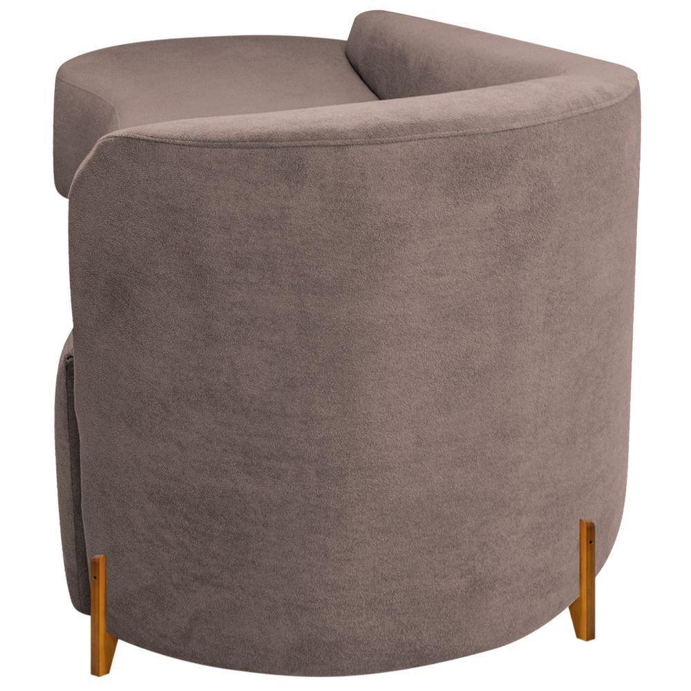 Divã Recamier Orgânico França 160cm Lado Esq Pés Madeira Linho Cor Rosê - 5