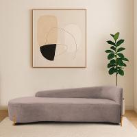 Divã Recamier Orgânico França 160cm Lado Esq Pés Madeira Linho Cor Rosê - 1