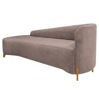 Divã Recamier Orgânico França 160cm Lado Esq Pés Madeira Linho Cor Rosê