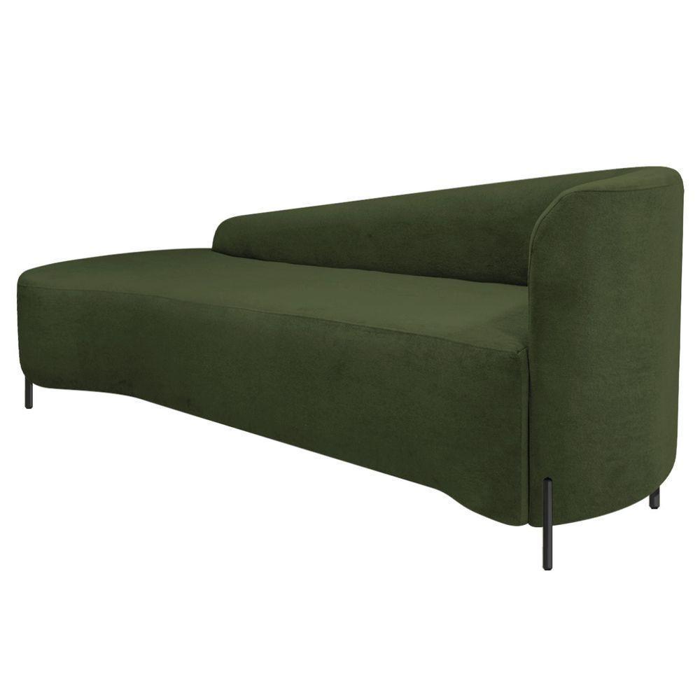 Divã Recamier Orgânico França 160cm Lado Esq Pés Metal Preto Linho Verde - 5
