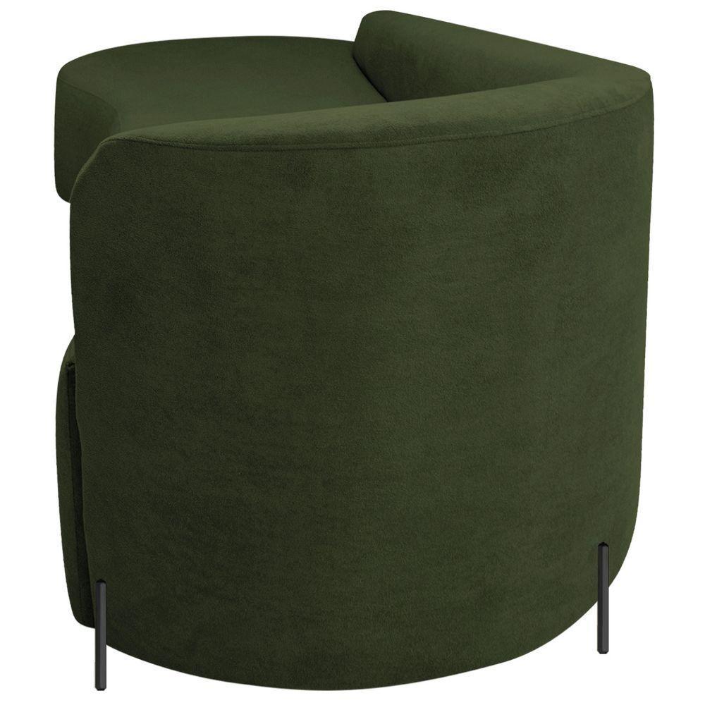 Divã Recamier Orgânico França 160cm Lado Esq Pés Metal Preto Linho Verde - 6