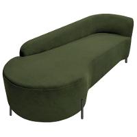 Divã Recamier Orgânico França 160cm Lado Esq Pés Metal Preto Linho Verde