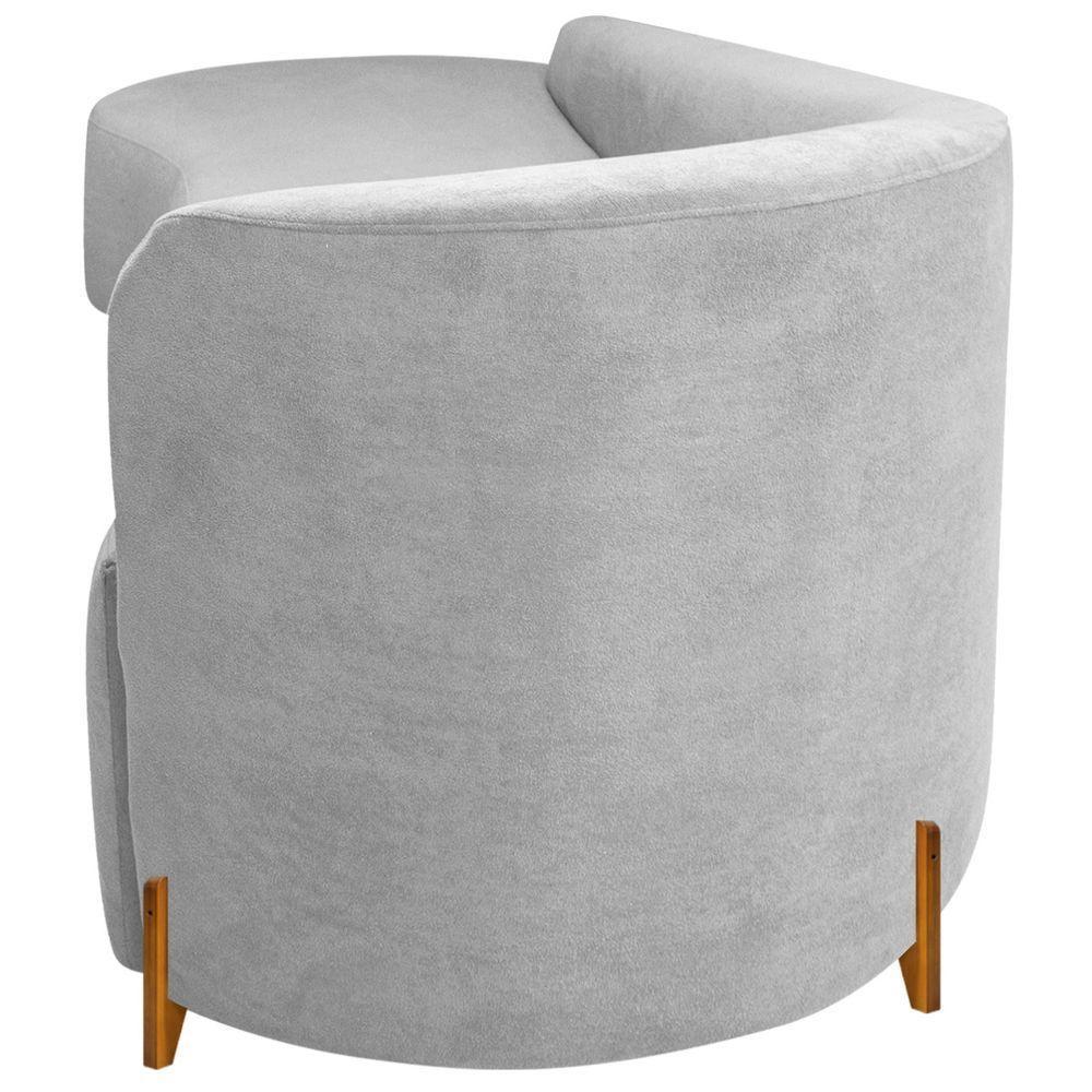 Divã Recamier Orgânico França 160cm Lado Esq Pés Madeira Bouclé Branco - 3